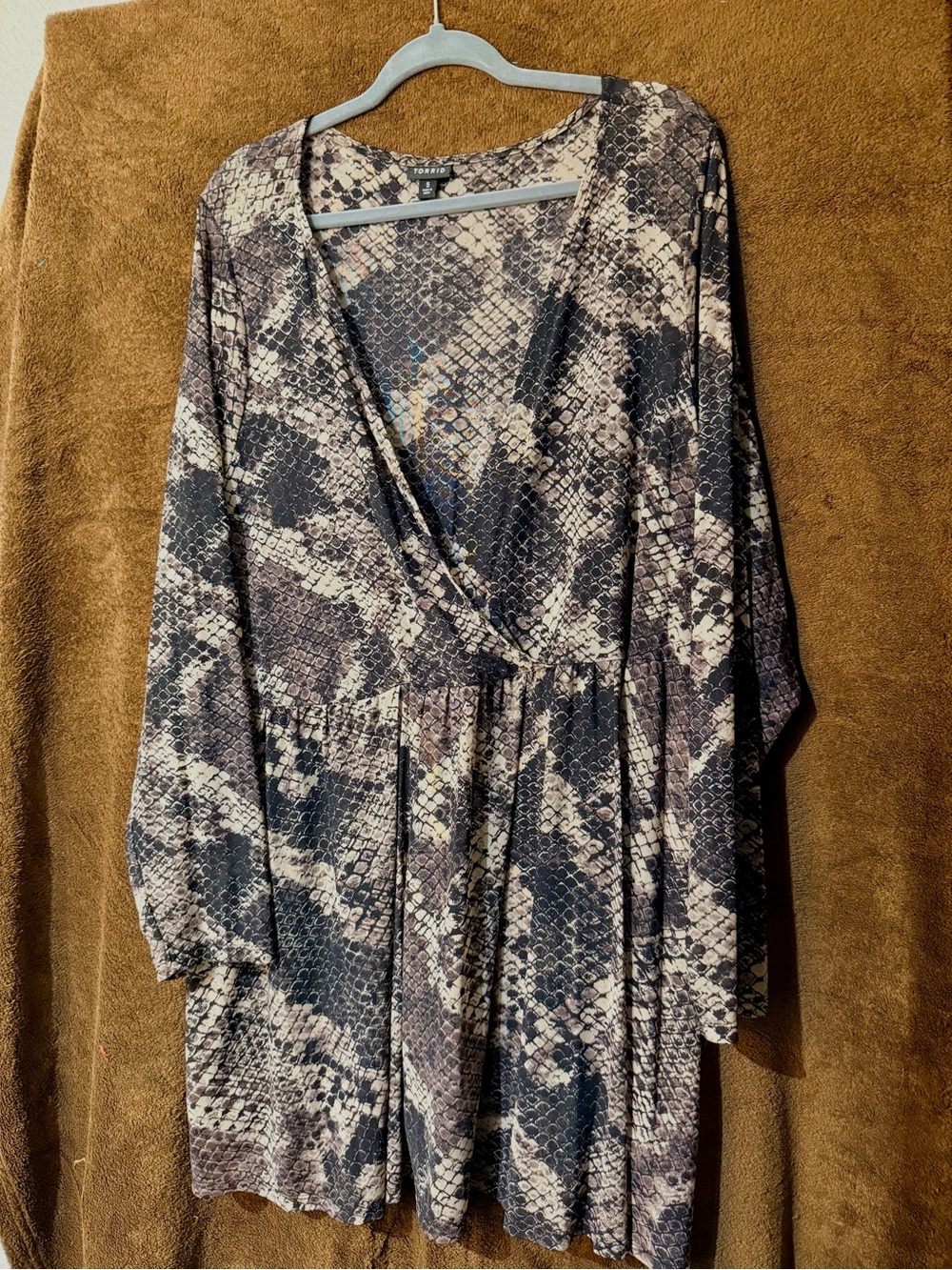 torrid Black and Brown Snake Print Wrap Top